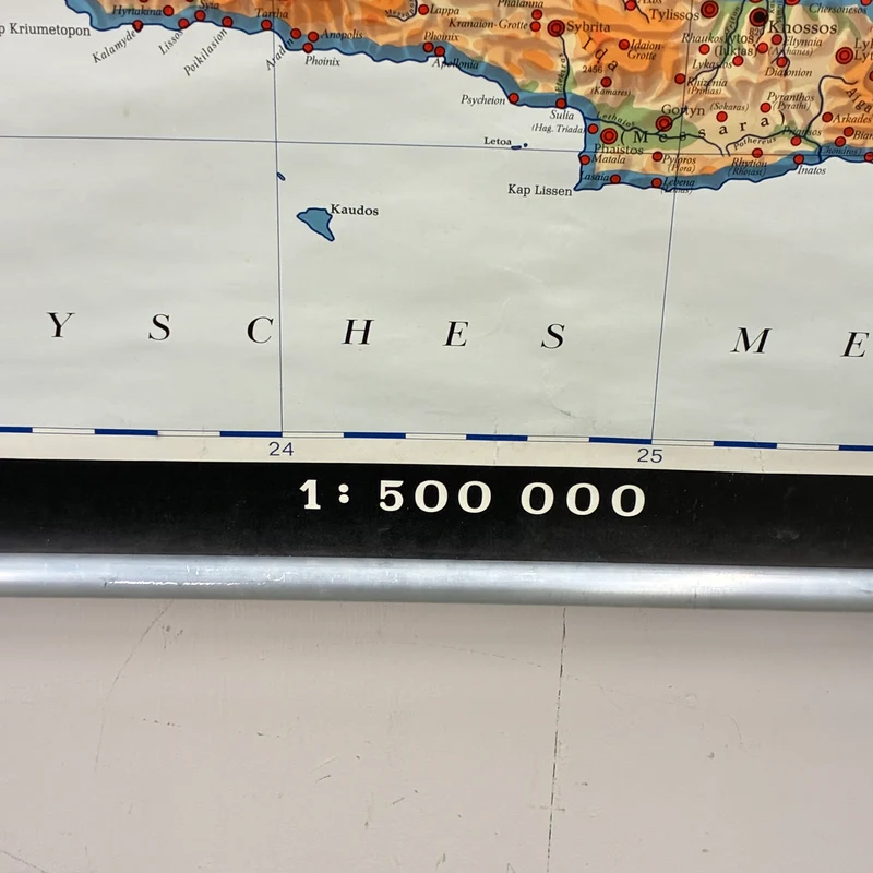 Vintage Schulkarte – Das klassische Griechenland – Geschichte Geografie Lehrtafel Justus Perthes Rollbild Gebraucht