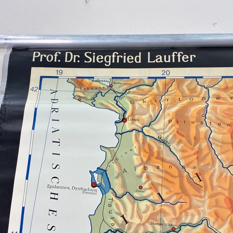 Vintage Schulkarte – Das klassische Griechenland – Geschichte Geografie Lehrtafel Justus Perthes Rollbild Gebraucht