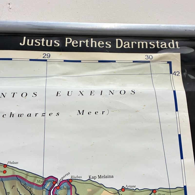 Vintage Schulkarte – Das klassische Griechenland – Geschichte Geografie Lehrtafel Justus Perthes Rollbild Gebraucht