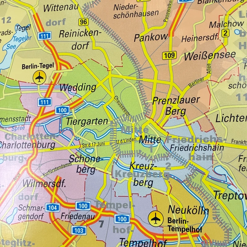 Vintage Schulkarte – Berlin – Geschichte Geografie Lehrtafel Stiefel Rollbild Gebraucht