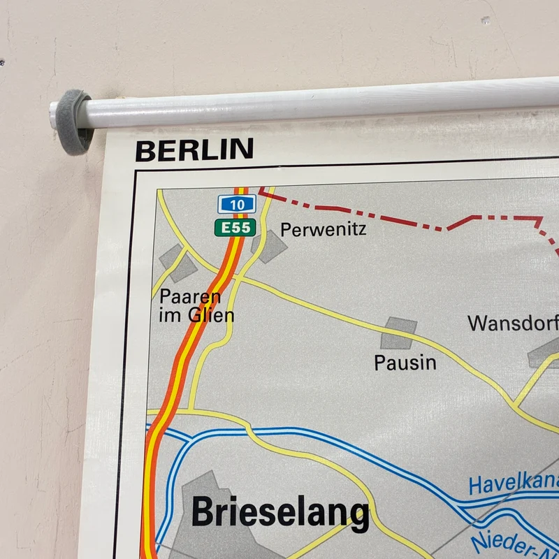 Vintage Schulkarte – Berlin – Geschichte Geografie Lehrtafel Stiefel Rollbild Gebraucht