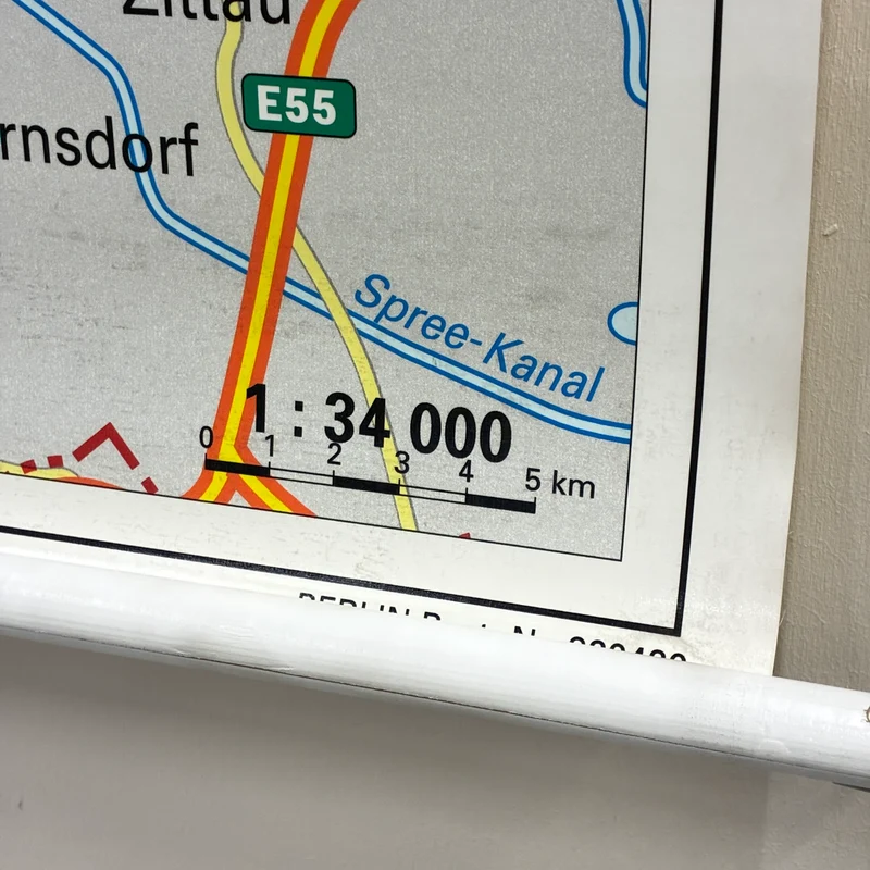 Vintage Schulkarte – Berlin – Geschichte Geografie Lehrtafel Stiefel Rollbild Gebraucht