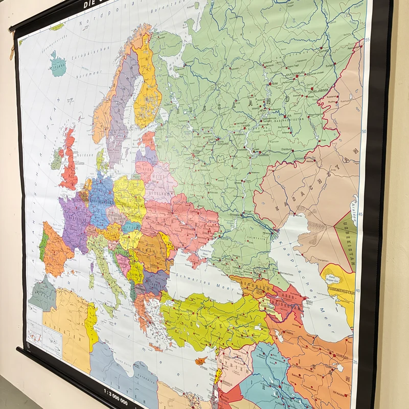 Vintage Schulkarte – Die Staaten Europas – Politik Geografie Lehrtafel Klett Perthes Rollbild Gebraucht
