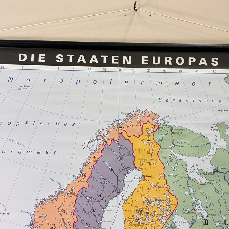 Vintage Schulkarte – Die Staaten Europas – Politik Geografie Lehrtafel Klett Perthes Rollbild Gebraucht