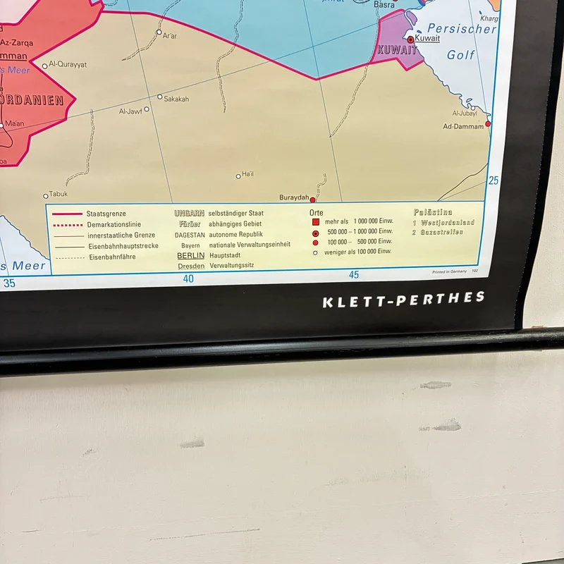 Vintage Schulkarte – Die Staaten Europas – Politik Geografie Lehrtafel Klett Perthes Rollbild Gebraucht