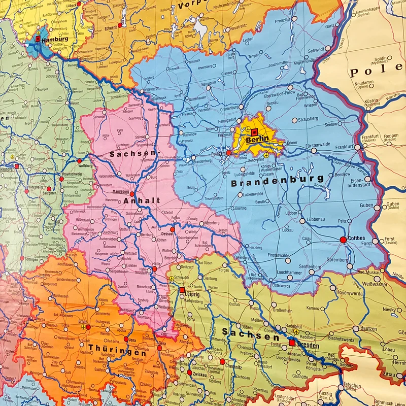 Vintage Schulkarte – Bundesrepublik Deutschland politisch – Politik Geografie Lehrtafel Westermann Rollbild Gebraucht