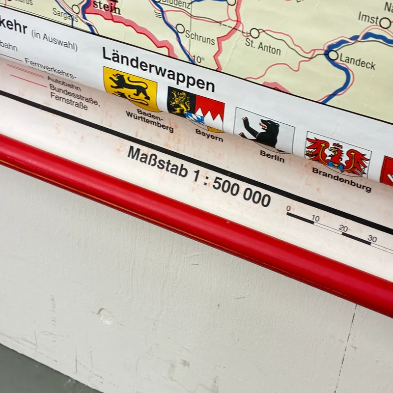 Vintage Schulkarte – Bundesrepublik Deutschland politisch – Politik Geografie Lehrtafel Westermann Rollbild Gebraucht