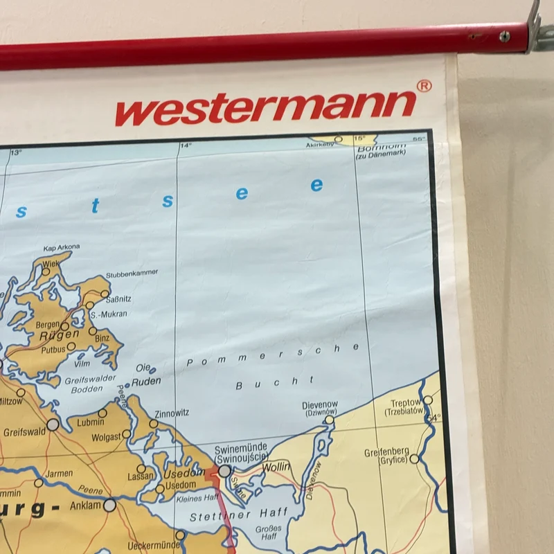 Vintage Schulkarte – Bundesrepublik Deutschland politisch – Politik Geografie Lehrtafel Westermann Rollbild Gebraucht