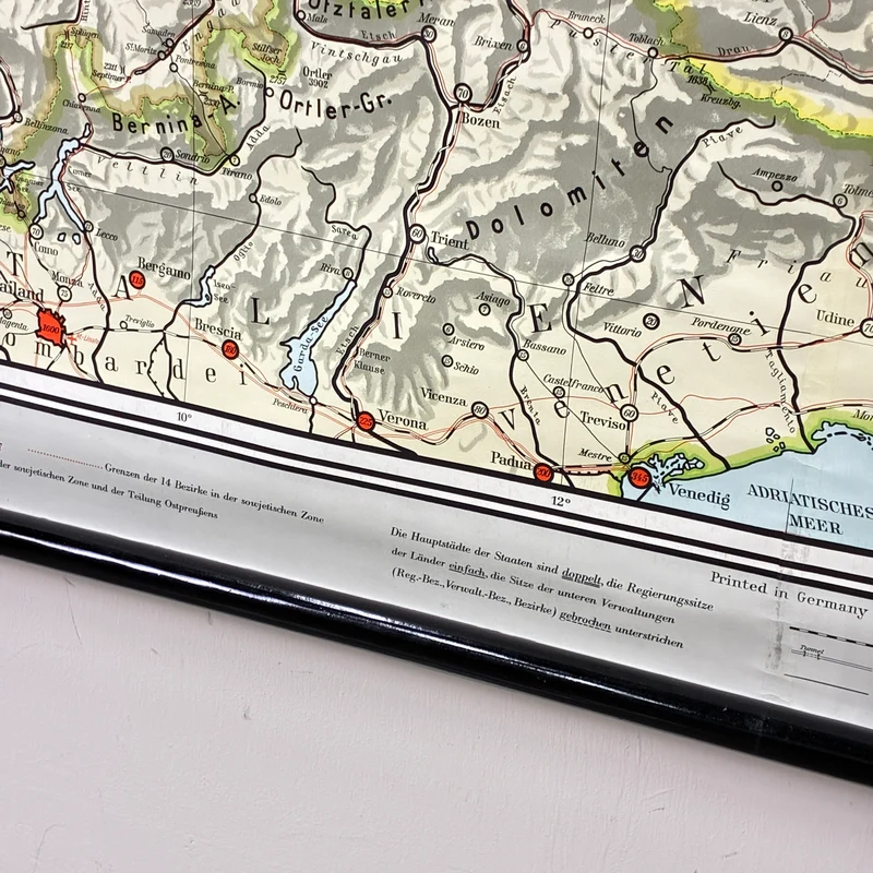 Vintage Schulkarte – Deutschland und Nachbarländer – Politik Geografie Lehrtafel Westermann Rollbild Gebraucht