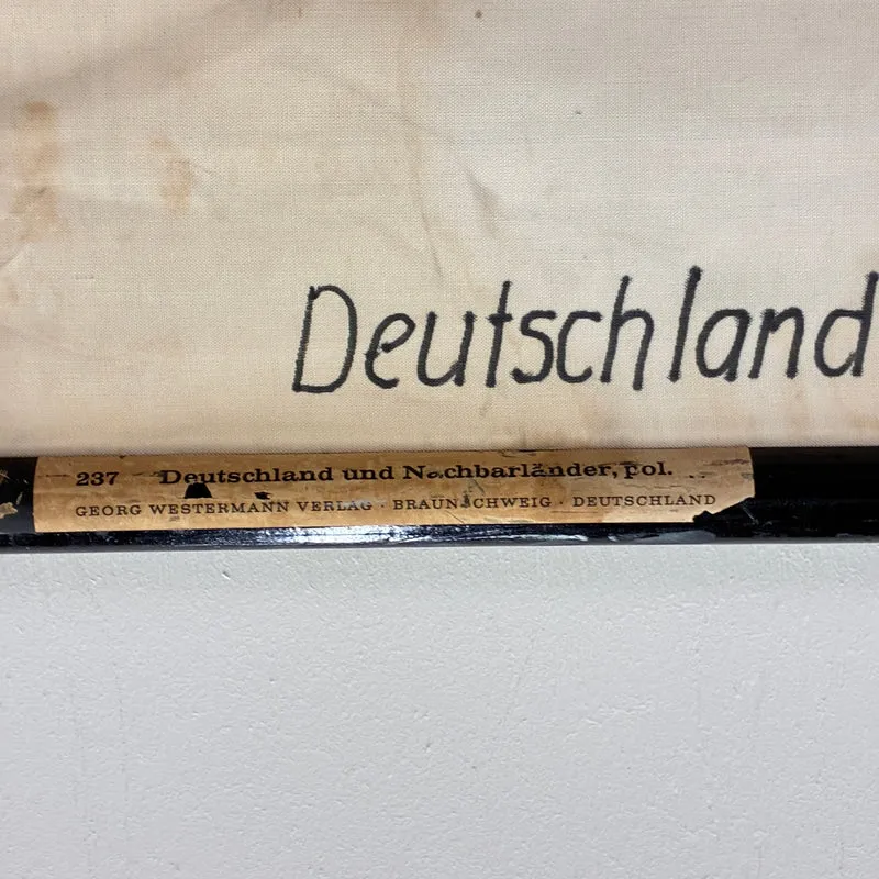 Vintage Schulkarte – Deutschland und Nachbarländer – Politik Geografie Lehrtafel Westermann Rollbild Gebraucht