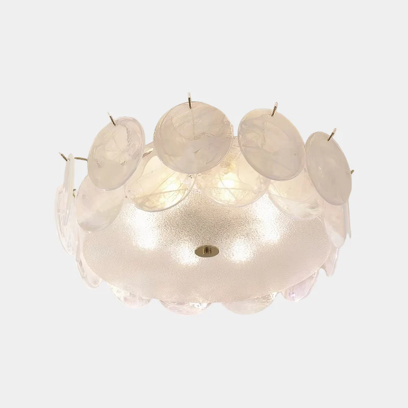 Murano Glass Seashell Ceiling Light Semi-Flush Mount, 3 Colors