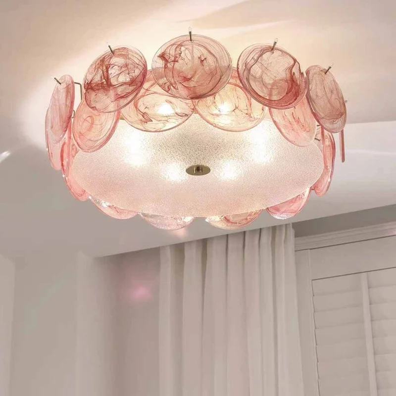 Murano Glass Seashell Ceiling Light Semi-Flush Mount, 3 Colors
