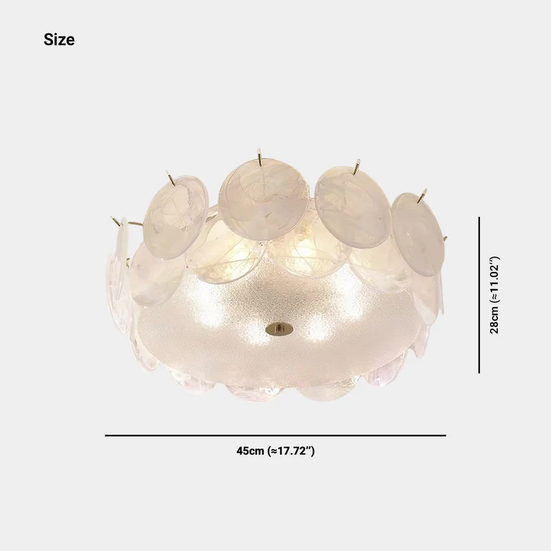 Murano Glass Seashell Ceiling Light Semi-Flush Mount, 3 Colors