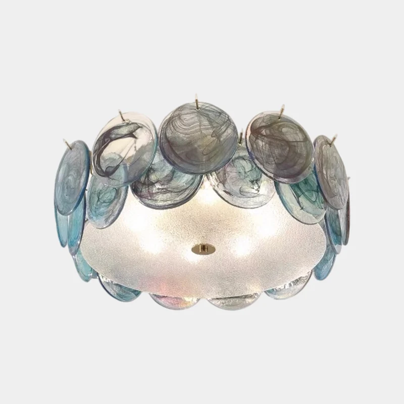 Murano Glass Seashell Ceiling Light Semi-Flush Mount, 3 Colors