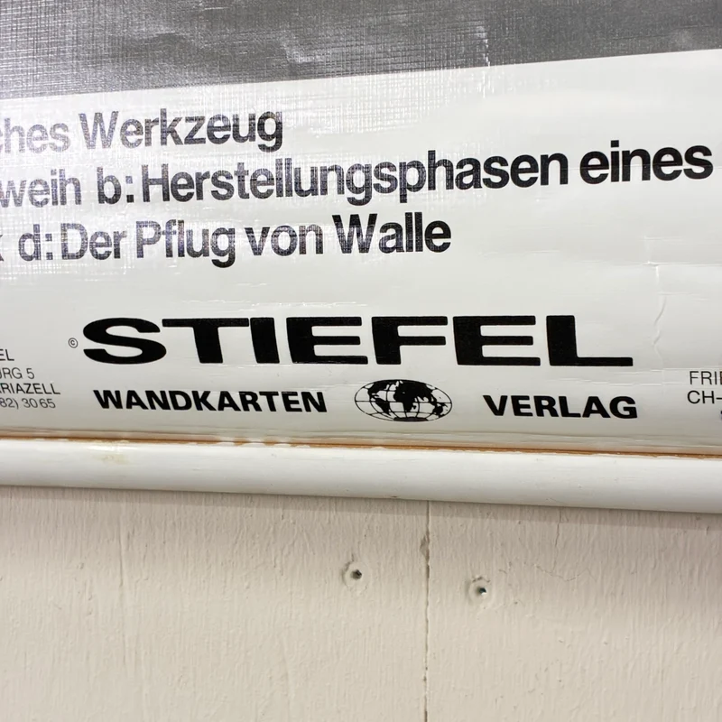 Vintage Schulkarte – Anfänge der Menschheit & Ägyptische Hochkultur – Geschichte Lehrtafel Stiefel Rollbild Gebraucht