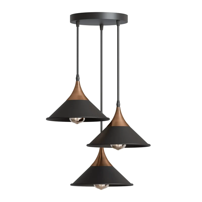 Moderne 3-flammig Industrie Pendelleuchte | E27 Kegel Cluster Lampe Esstisch ~4171