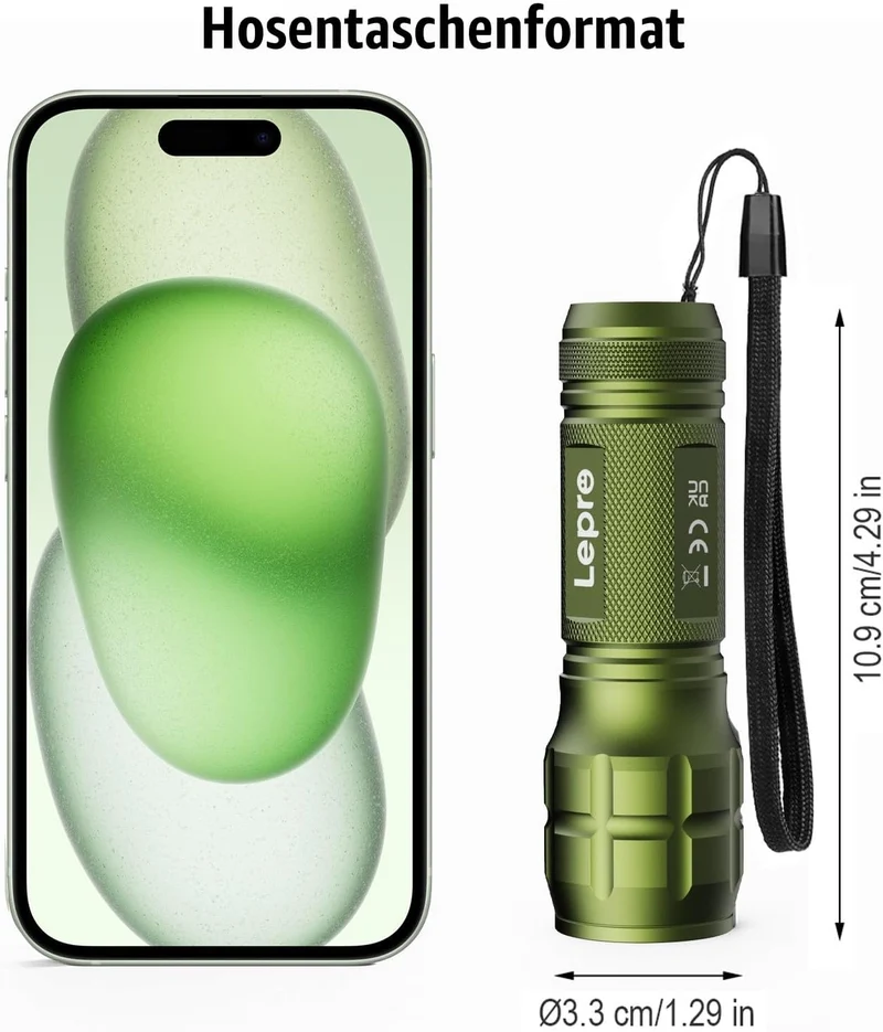 LE LED Taschenlampe (4er-Pack), Zoombare Flashlight für Kinder, Grün | Extrem Hell Zoombare Mini Taschenlampen (Inklusive Batterie), Tragbare Wasserdichte Handlampe für Camping, Outdoor, Notfälle