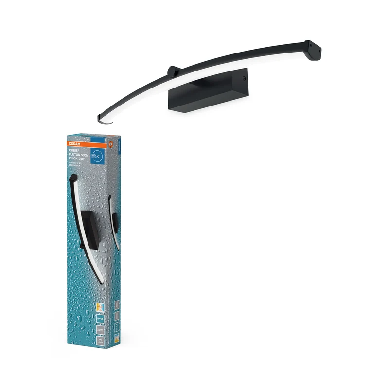 OSRAM LED-Badezimmerspiegelleuchte Orbis Pluton Schwarz, 3000 K / 4000 K, Warmweiß, 750 lm, 12 W, Aluminium