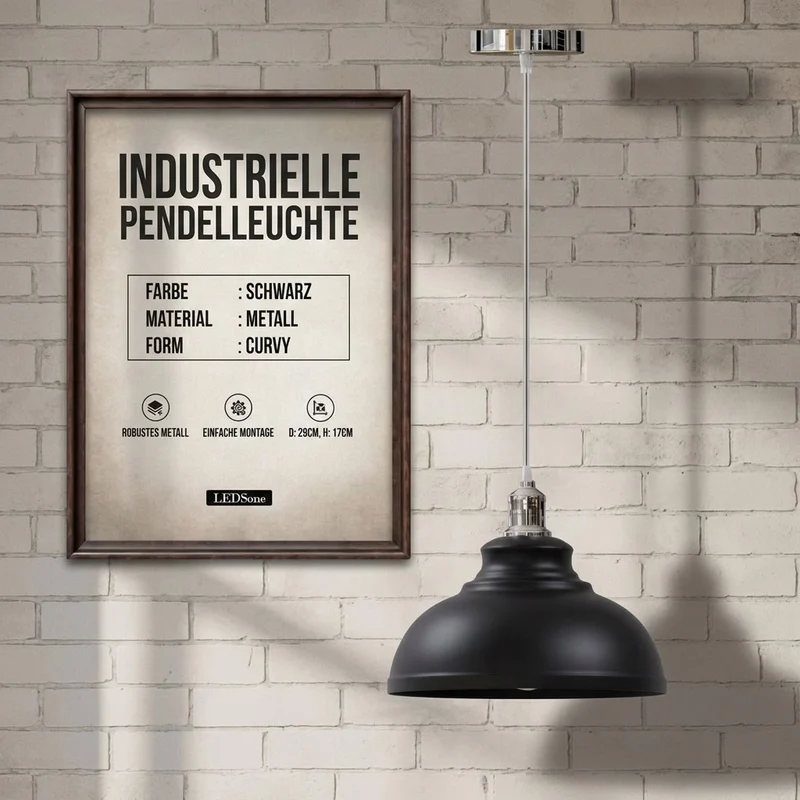 Vintage Bistro Hängelampe – Industrie Gutsherrenleuchte Esstisch | Ø 29cm | E27 ~4176