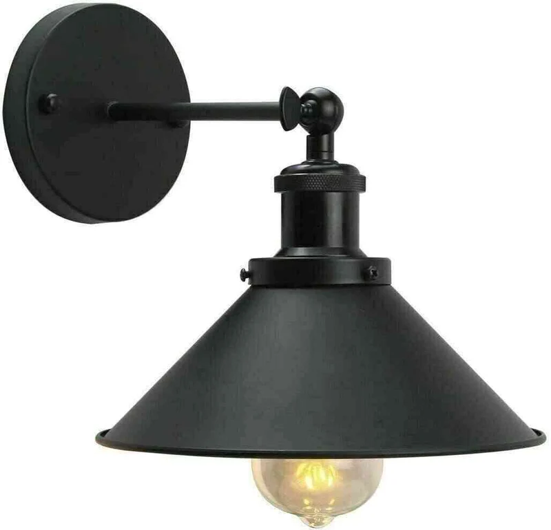 Schwarze Wandleuchte Trichter – Vintage Industrie Wandlampe Loft | Ø 22cm | E27 ~4167