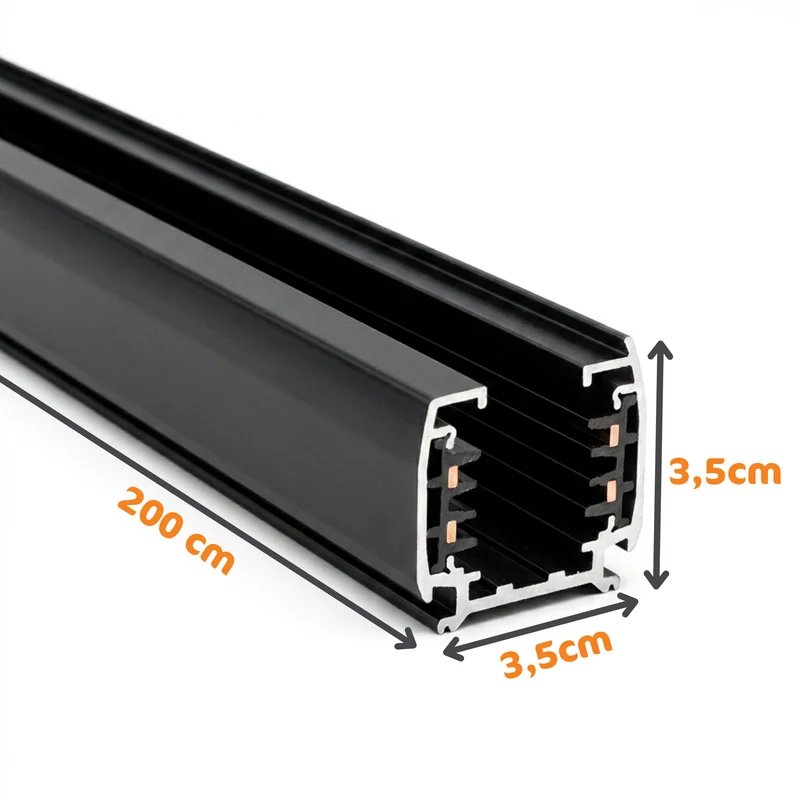3-Phasen-Stromschienen – Schwarz – 200 cm