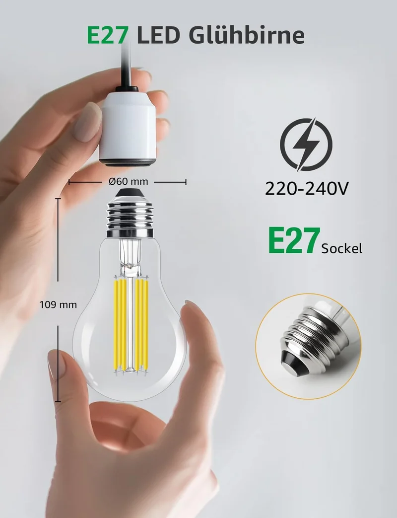 Lepro Energieklasse A E27 LED Warmweiss, 7.2W 1521 Lumen Glühbirne E27, Nicht Dimmbar, A60 Led Birne, 2700 Kelvin Warmweiß, 300° Abstrahlwinkel Energiesparlampe, ersetzt 100W Leuchtmittel, 4 Stück