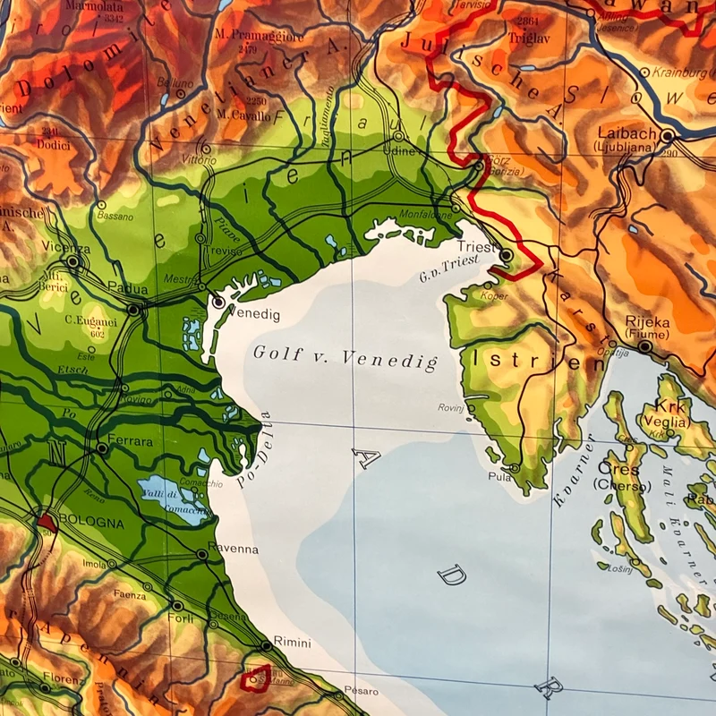 Vintage Schulkarte – Mitteleuropa – Geschichte Geografie Lehrtafel Haack Painke Rollbild Gebraucht