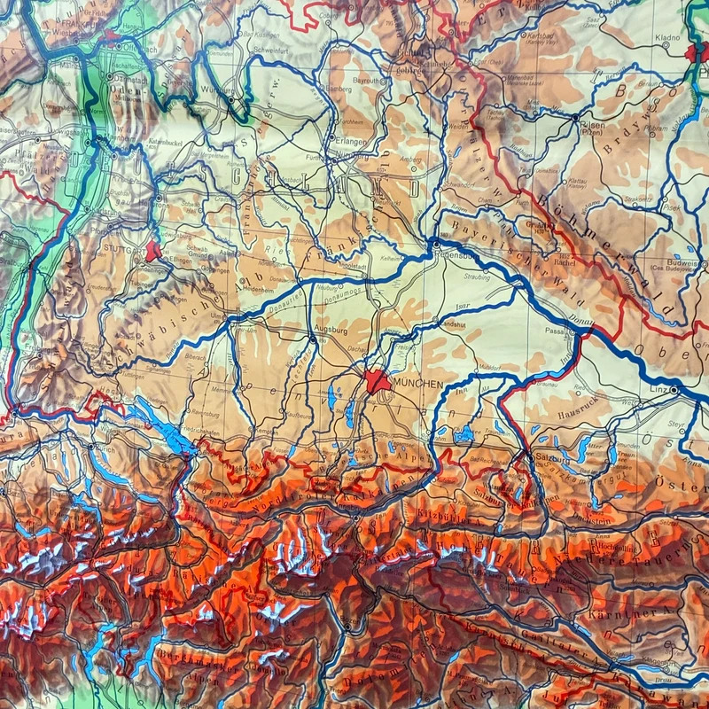 Vintage Schulkarte – Mitteleuropa – Geschichte Geografie Lehrtafel Haack Painke Rollbild Gebraucht