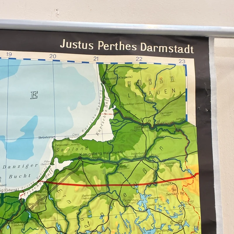 Vintage Schulkarte – Mitteleuropa – Geschichte Geografie Lehrtafel Haack Painke Rollbild Gebraucht