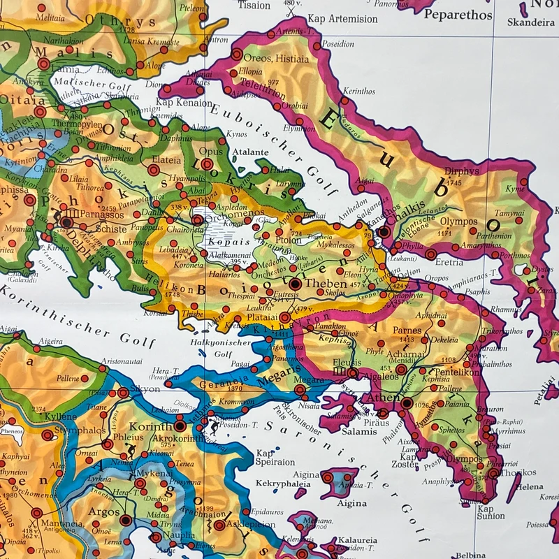 Vintage Schulkarte – Das klassische Griechenland – Erdkunde Geografie Lehrtafel Klett Perthes Rollbild Gebraucht