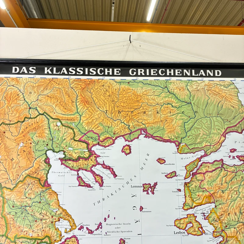 Vintage Schulkarte – Das klassische Griechenland – Erdkunde Geografie Lehrtafel Klett Perthes Rollbild Gebraucht