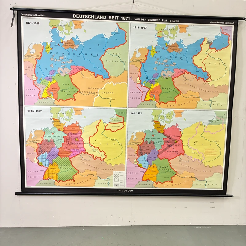 Vintage Schulkarte – Deutschand seit 1871 – Erdkunde Geografie Lehrtafel Justus Perthes Rollbild Gebraucht