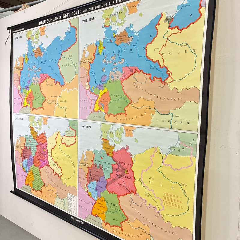 Vintage Schulkarte – Deutschand seit 1871 – Erdkunde Geografie Lehrtafel Justus Perthes Rollbild Gebraucht