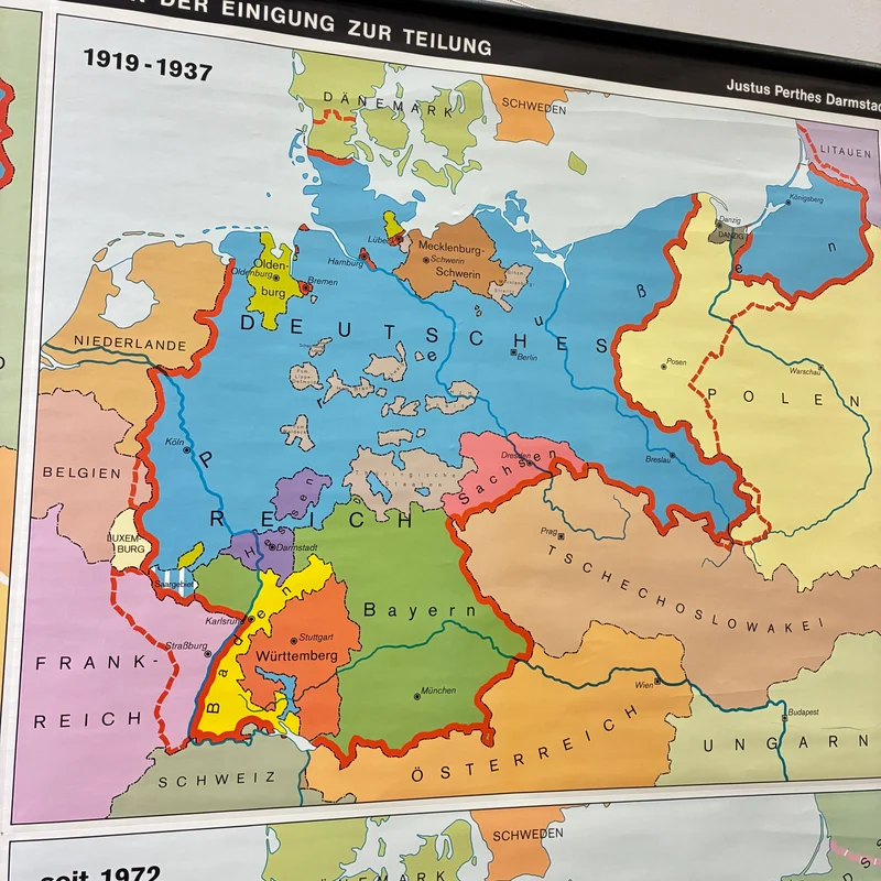 Vintage Schulkarte – Deutschand seit 1871 – Erdkunde Geografie Lehrtafel Justus Perthes Rollbild Gebraucht