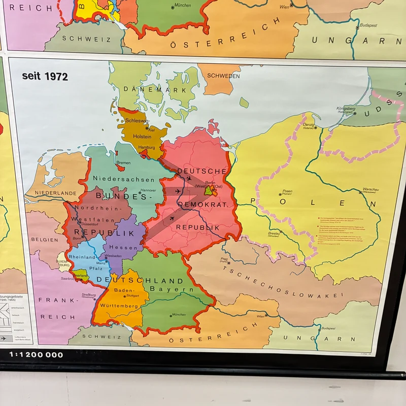 Vintage Schulkarte – Deutschand seit 1871 – Erdkunde Geografie Lehrtafel Justus Perthes Rollbild Gebraucht