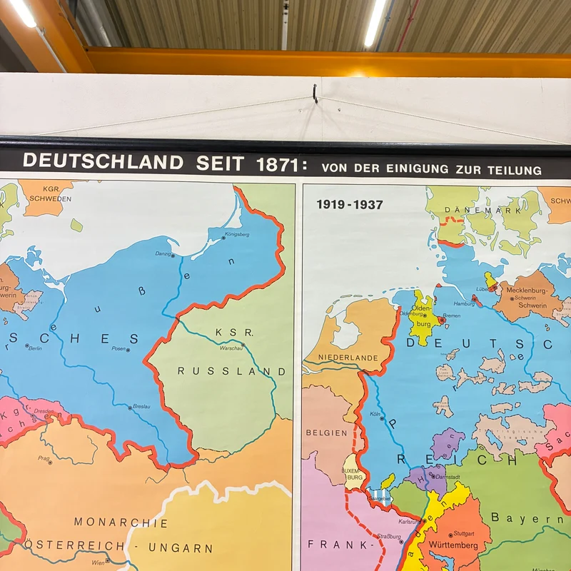 Vintage Schulkarte – Deutschand seit 1871 – Erdkunde Geografie Lehrtafel Justus Perthes Rollbild Gebraucht