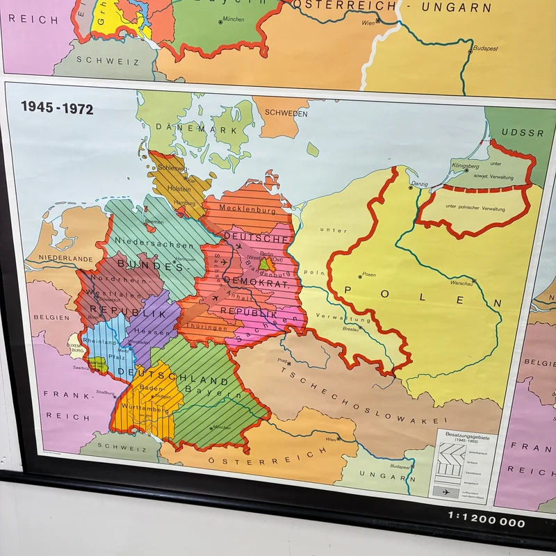 Vintage Schulkarte – Deutschand seit 1871 – Erdkunde Geografie Lehrtafel Justus Perthes Rollbild Gebraucht