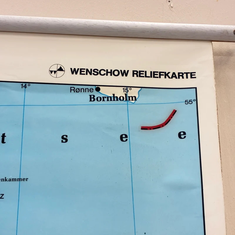 Vintage Schulkarte – Deutschland – Geografie Erdkunde Lehrtafel Stiefel Rollbild Gebraucht