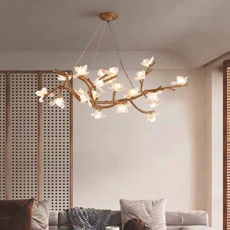 Vintage Tree Branch Lotus Flower Chandelier