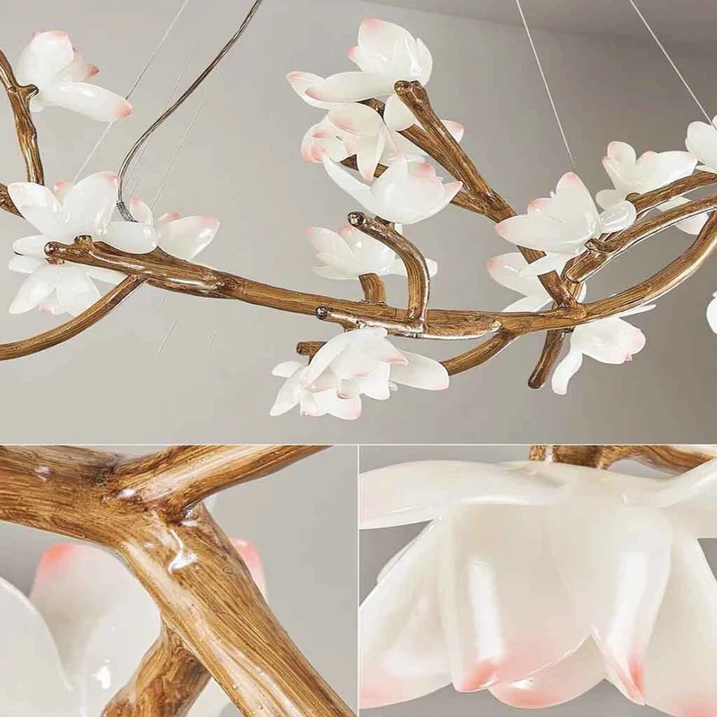 Vintage Tree Branch Lotus Flower Chandelier