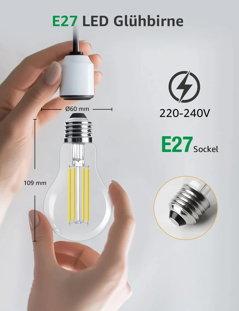Lepro Energieklasse A E27 LED Warmweiss, 3.8W 806 Lumen Glühbirne E27, Nicht Dimmbar, A60 Led Birne, 2700 Kelvin Warmweiß, 300° Abstrahlwinkel Energiesparlampe, ersetzt 60W Leuchtmittel, 2 Stück