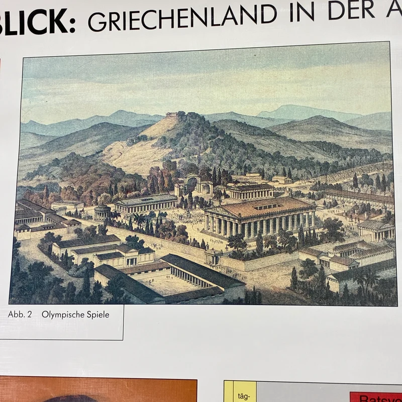 Vintage Schulkarte – Griechenland in der Antike – Geschichte Geografie Lehrtafel Stiefel Rollbild Gebraucht