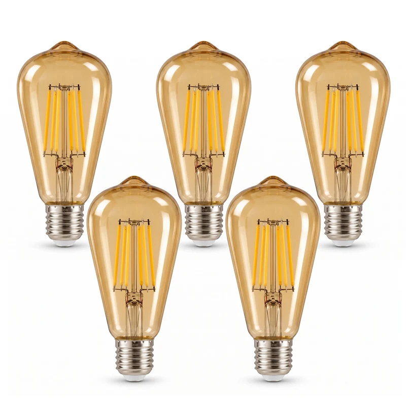 Dimmbare ST64 E27 6W LED Filament Lampe Energiesparend ~1889