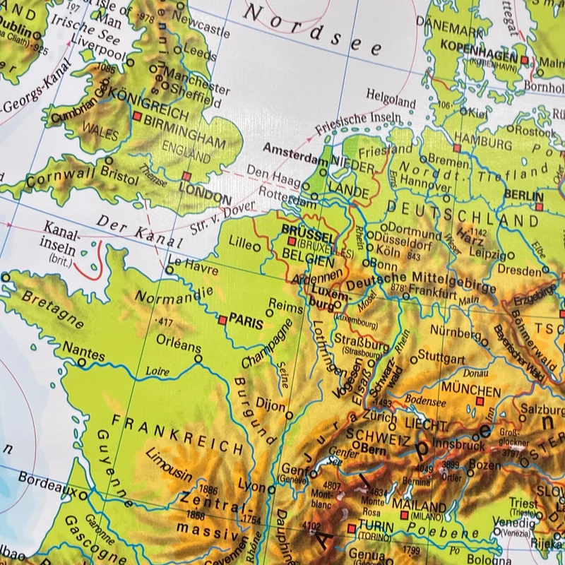 Vintage Schulkarte – Europa – Geschichte Geografie Lehrtafel Stiefel Rollbild Gebraucht