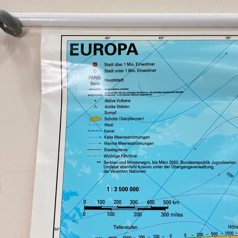 Vintage Schulkarte – Europa – Geschichte Geografie Lehrtafel Stiefel Rollbild Gebraucht