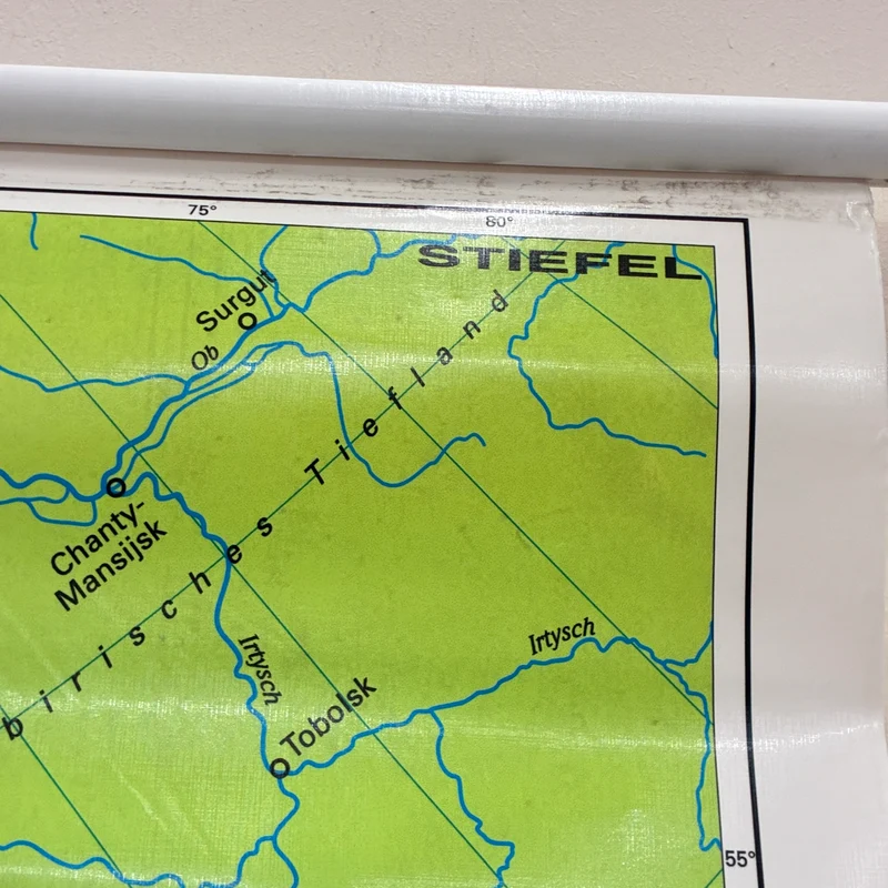 Vintage Schulkarte – Europa – Geschichte Geografie Lehrtafel Stiefel Rollbild Gebraucht