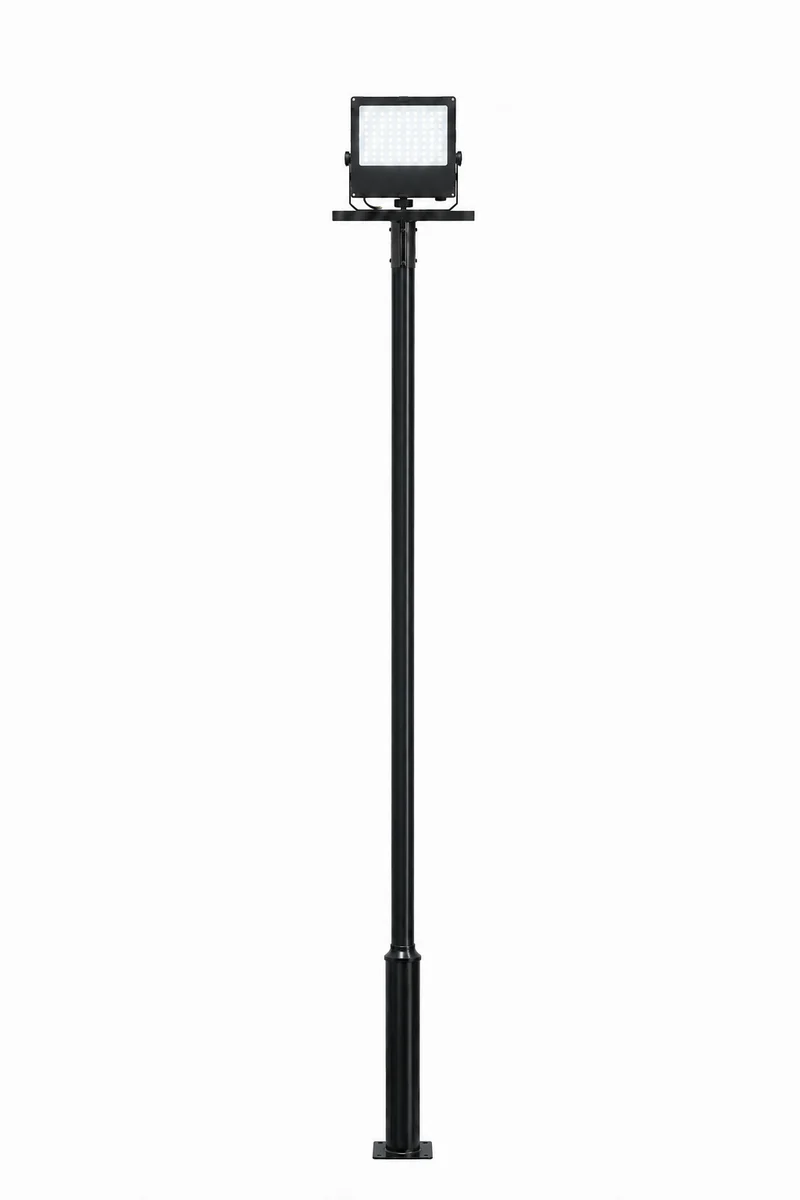 Lichtmast inkl. industrieller Baustrahler / Flutlichtstrahler | 400 cm | 120-160-200 Watt | CCT - Lichtfarbe einstellbar | Schwarz