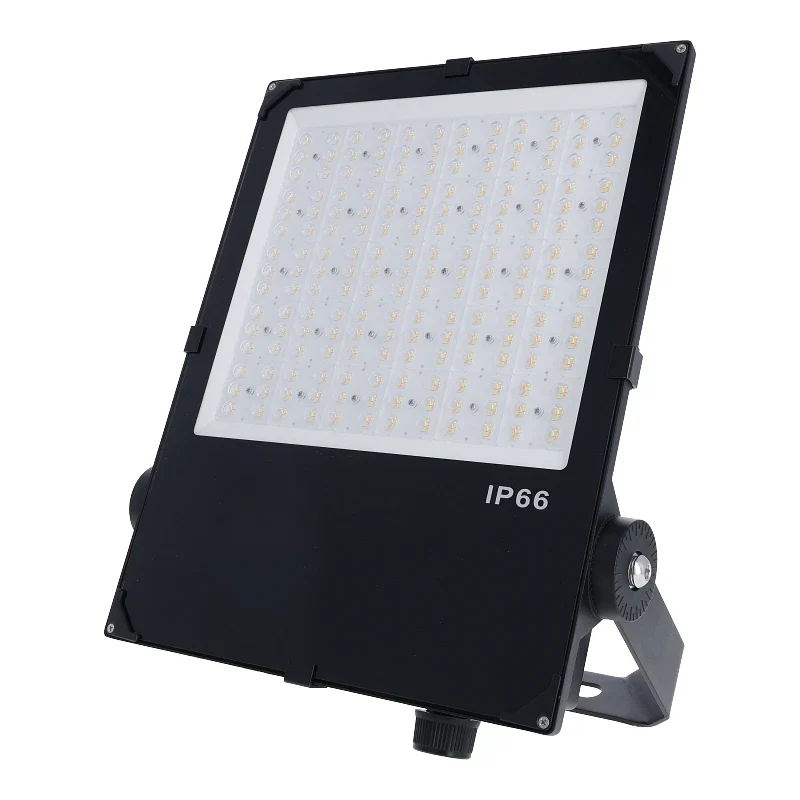 Lichtmast inkl. industrieller Baustrahler / Flutlichtstrahler | 400 cm | 120-160-200 Watt | CCT - Lichtfarbe einstellbar | Schwarz
