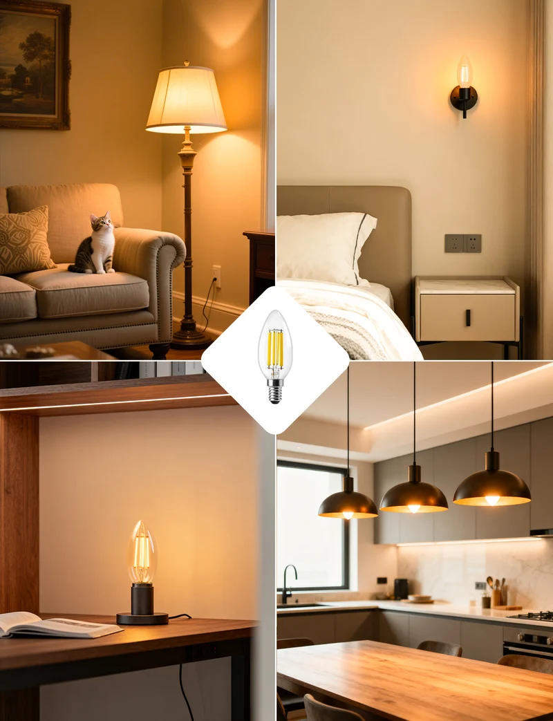 Lepro Energieklasse A E14 LED warmweiss Lampe 2.2W 470 Lumen C35 2700K Warmweiß LED Glühbirne, entspricht 40W Glühlampe, 300° Abstrahlwinkel Nicht Dimmbar Energiesparlampe