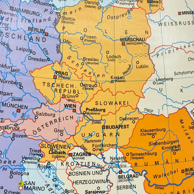 Vintage Schulkarte – Europäische Union – Erdkunde Geografie Lehrtafel Stiefel Rollbild Gebraucht